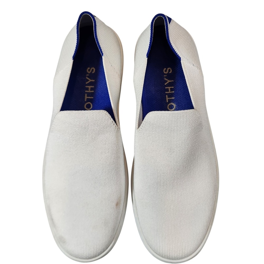 Rothy's The Sneaker Women 9 Bright White Washable Slip On Flats 006-100